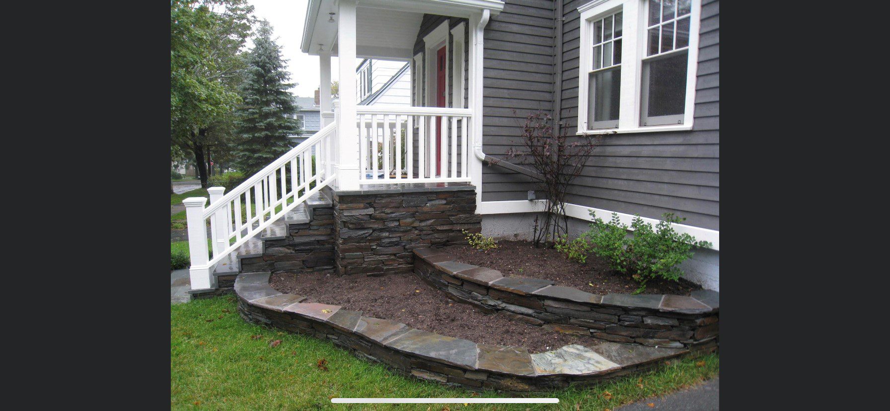 Stonework in the Front Patio, Grasses, and Stairs